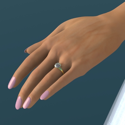 render del anillo de compromiso en el dedo de la novia