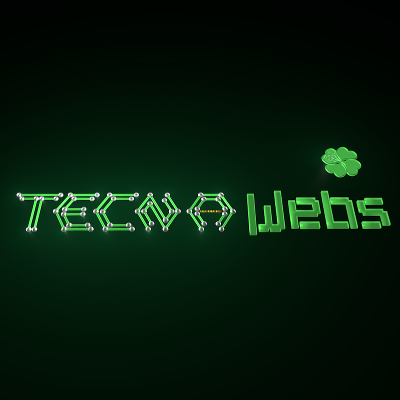render del logo de Tecnawebs vista inclinada desde abajo