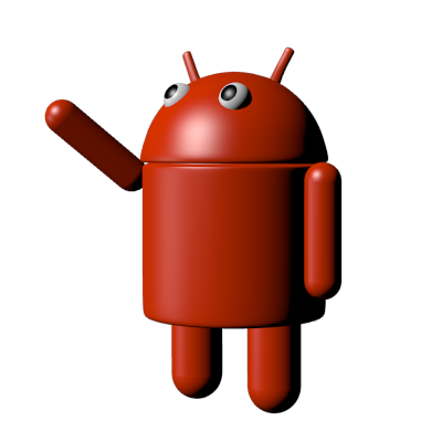 render del robot de android vista lateral derecha