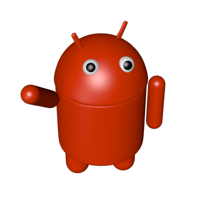 render del robot de android vista ligeramente elevada