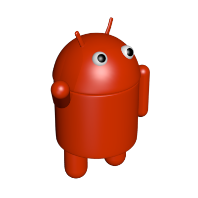 render del robot de android vista ligeramente desde arriba