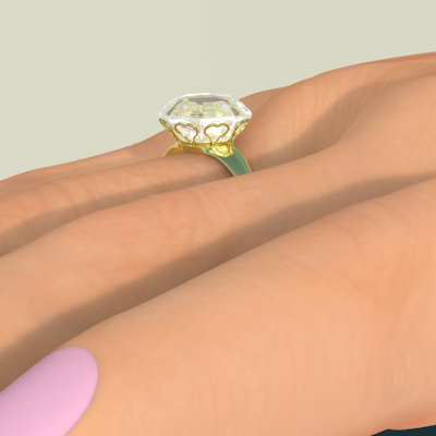 render del anillo de compromiso en el dedo de la novia