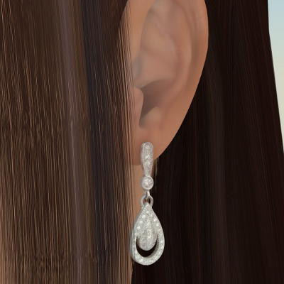 render del pendiente en la oreja de la novia