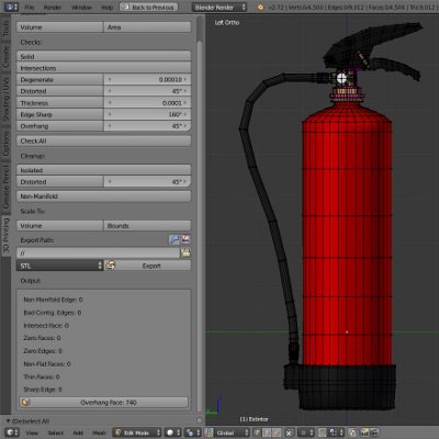 captura de los resultados del addon 3d print toolbox