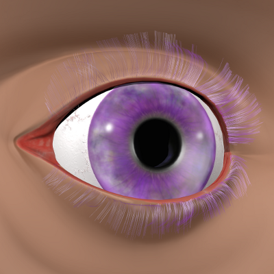 render lateral del ojo de muñeca