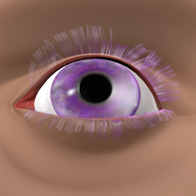 render frontal desde abajo del ojo de muñeca