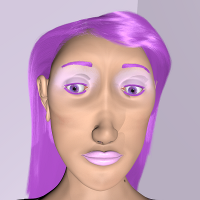 render frontal de la cabeza de muñeca