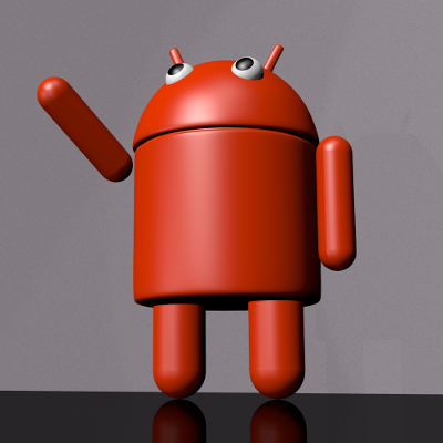 render en escorzo del robot de Android