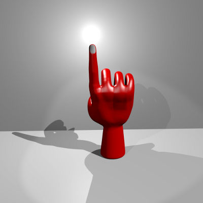 render frontal de la mano indicadora