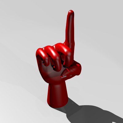 render trasero de la mano indicadora