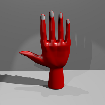 render frontal de la mano abierta