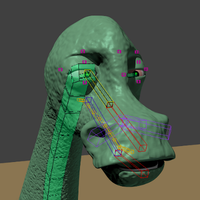 montaje render cabeza dino con armadura en modo pose