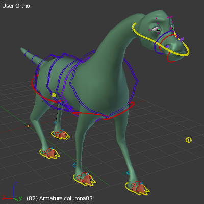 vista de la armadura del dino en modo pose