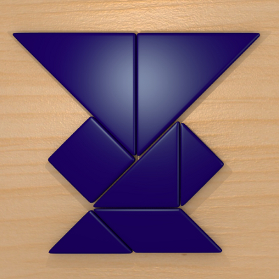 render del tangram con figura paradojica de jarron