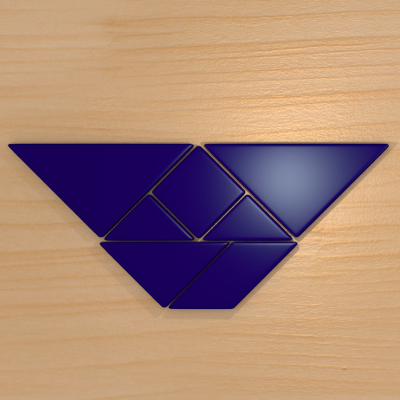 render del tangram con la figura paradojica del cuenco